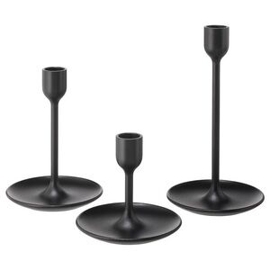 New IKEA FULLTALIG Black Candle Holders with White Candles